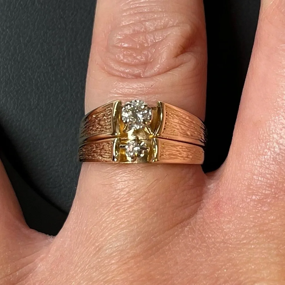 14K Gold ENGAGEMENT & WEDDING rings. .20ct VS G. & 1.5mm cut Diamond. BEAUTY! - Picture 4 of 13